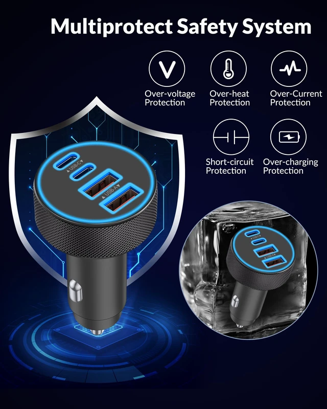 Alt view image 7 of 7 - iPhone 18 17 16 Car Charger Fast Charging, 90W 4Port USB C Fast Car Charger | Cigarette Lighter Adapter with 240W 3FT USB-C Cable, for iPhone Duo/18/18 Pro/18 Pro Max/17/17 Pro Max/16/15, iPad