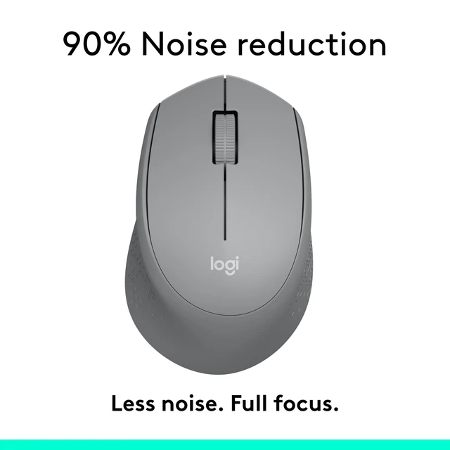 Alt view image 2 of 7 - M330 Silent Plus Full Size 2.4 GHz Wireless Mouse - Grey | Silent, lightweight, 2.4 GHz USB-A Nano Receiver, 1000 dpi optical tracking, 2-year battery life, PC, Mac, laptop compatible