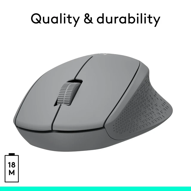 Alt view image 6 of 7 - M330 Silent Plus Full Size 2.4 GHz Wireless Mouse - Grey | Silent, lightweight, 2.4 GHz USB-A Nano Receiver, 1000 dpi optical tracking, 2-year battery life, PC, Mac, laptop compatible