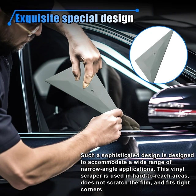 Alt view image 4 of 6 - 5PCS Triangle Contour Squeegee Car Window Tint Tools - Small Squeegee Card Scraper Vinyl Wrap Tool Kit - Corner Squeegee Window Tint Squeegee for Car Wrap Film Installation Application (Grey)
