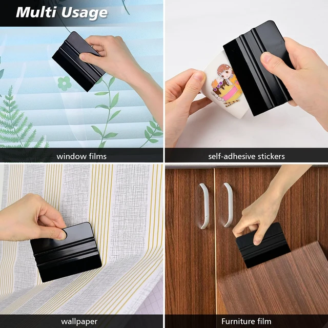 Alt view image 4 of 7 - Wallpaper Smoothing Tool Kit, Vinyl Film Wallpaper Tools | Peel and Stick Contact Paper Application Kit, Big Smoothing Squeegee, Felt Scraper, Edge Tucking Stick, Craft Knife & Blades