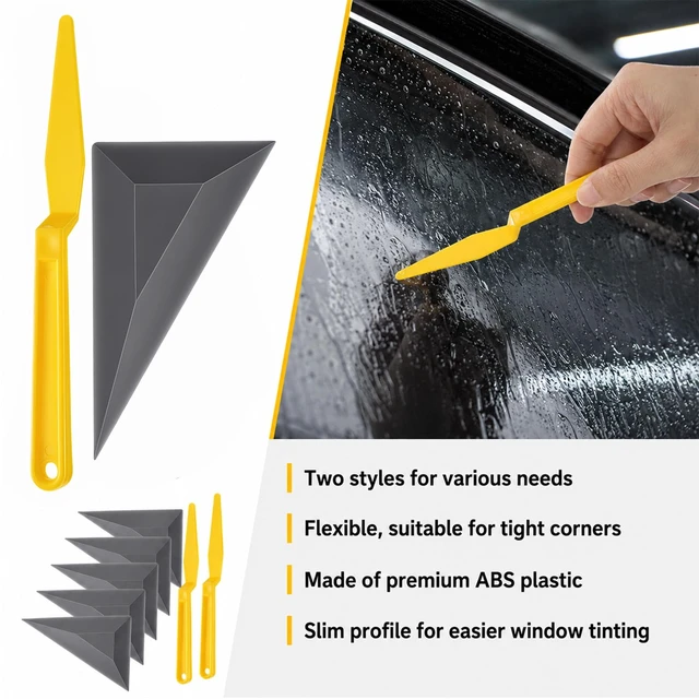 Alt view image 3 of 7 - 7Pcs Window Tint Tool, Car Window Tint Squeegee for Wrapping Window | window tint gel, triangle contour squeegee card scraper window tint squeegee for window tint
