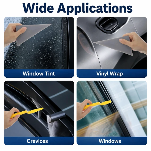 Alt view image 7 of 7 - 7Pcs Window Tint Tool, Car Window Tint Squeegee for Wrapping Window | window tint gel, triangle contour squeegee card scraper window tint squeegee for window tint