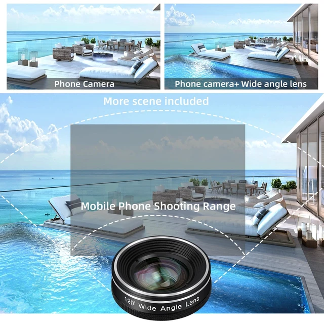 Alt view image 3 of 7 - Phone Camera Lens, 198 Fisheye Lens + 120 Super Wide-Angle Lens + 20x Macro Lenses Camera Photography Accessories kit Gadgets for iPhone Samsung Android Smartphone