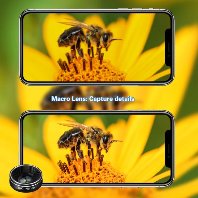 Alt view image 4 of 7 - Phone Camera Lens, 198 Fisheye Lens + 120 Super Wide-Angle Lens + 20x Macro Lenses Camera Photography Accessories kit Gadgets for iPhone Samsung Android Smartphone