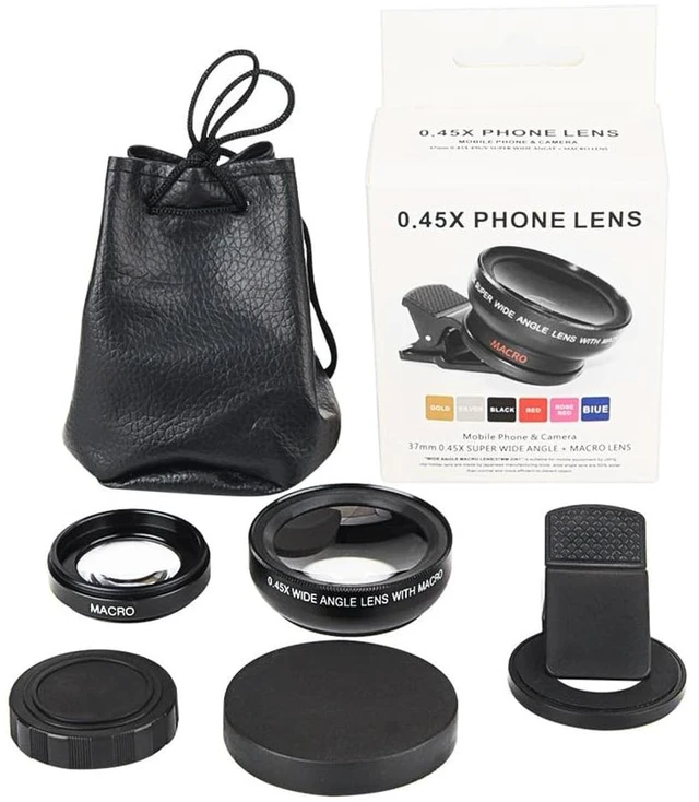 Alt view image 4 of 7 - Professional 2 in 1 Lens Universal Clip 37mm Mobile Phone Lens 0.45x 49uv Super Wide-Angle + Macro HD Lens for All Smartphones
