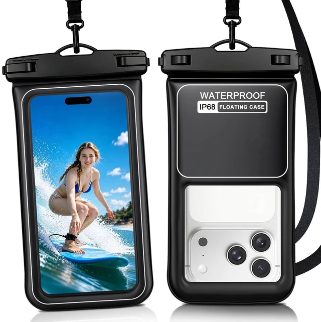 Main image of IPX8 Floating Waterproof Phone Pouch 2Pack with DualPocket Card Holder | Lanyard, Phone Dry Bag for iPhone 17 16 15 14 13 Pro Max, Galaxy S26 S25 S24 Ultra, Fits Up to 7.5 Beach Cruise Travel.