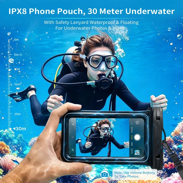 Alt view image 3 of 7 - IPX8 Floating Waterproof Phone Pouch 2Pack with DualPocket Card Holder | Lanyard, Phone Dry Bag for iPhone 17 16 15 14 13 Pro Max, Galaxy S26 S25 S24 Ultra, Fits Up to 7.5 Beach Cruise Travel.