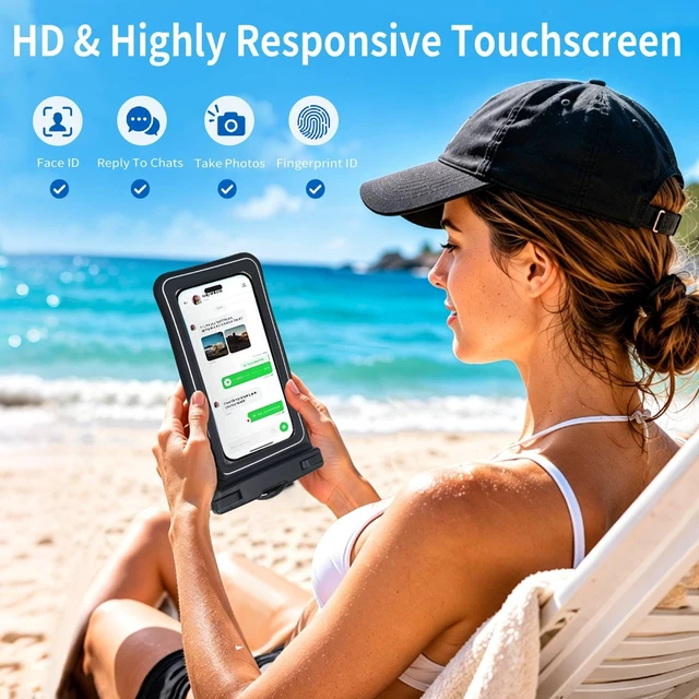 Alt view image 5 of 7 - IPX8 Floating Waterproof Phone Pouch 2Pack with DualPocket Card Holder | Lanyard, Phone Dry Bag for iPhone 17 16 15 14 13 Pro Max, Galaxy S26 S25 S24 Ultra, Fits Up to 7.5 Beach Cruise Travel.