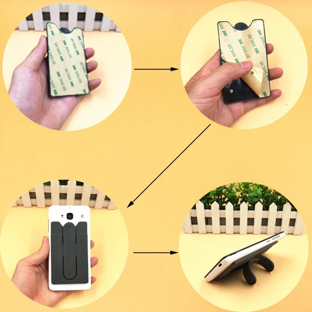 Alt view image 4 of 7 - Card Holder with Cell Phone Stand,Stick-on Silicon Rubber Smartphone Sleeve Support Wallet(6pcs)