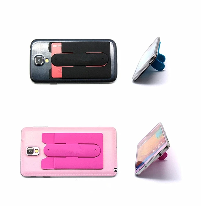 Alt view image 7 of 7 - Card Holder with Cell Phone Stand,Stick-on Silicon Rubber Smartphone Sleeve Support Wallet(6pcs)