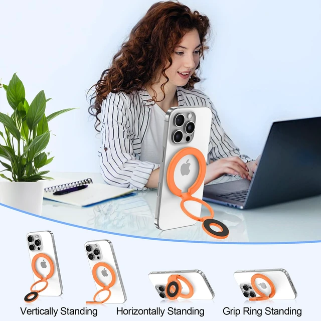 Alt view image 7 of 7 - Magnetic Phone Ring Holder for iPhone 17 Pro Max/Air/17e/16e/16/15 Pro Max | 360° Rotation MagSafe Phone Grip Stand Finger Ring Kickstand Two-Sided Magnet for Samsung Galaxy S26 Ultra/S25 FE/S25 Ultra