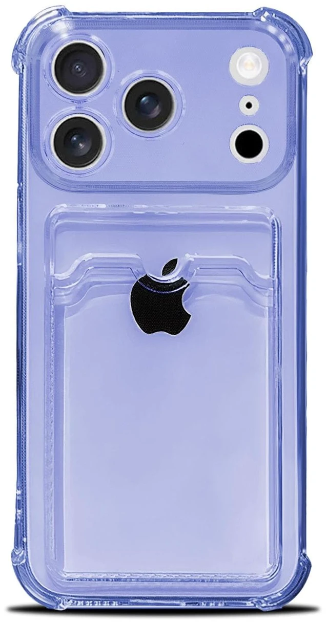 Main image of Clear Wallet Phone Case for iPhone 18 Pro Max /17 Pro Max, Upgrade Clear Card Slot Case, Slim Fit Protective Soft TPU Shockproof Wallet Case for iPhone 18 Pro Max /17 Pro Max (Purple)