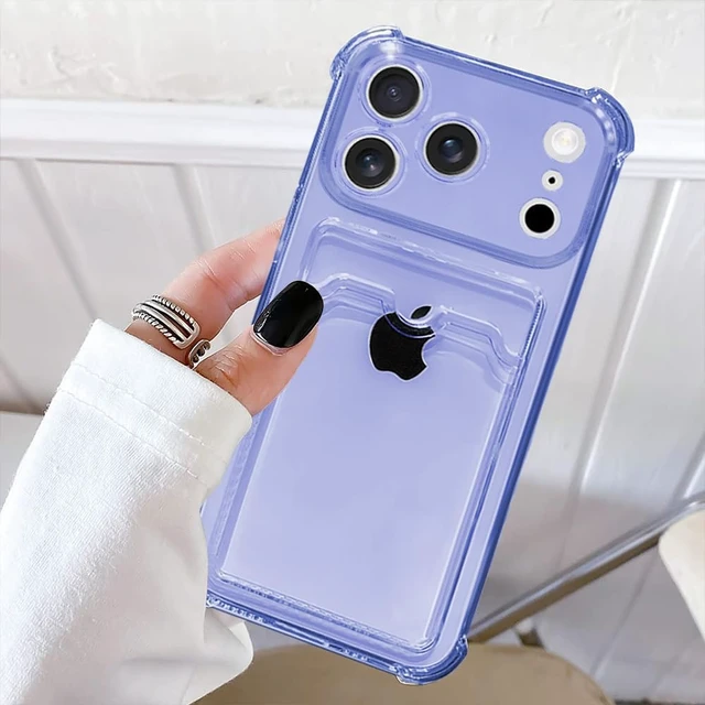 Alt view image 3 of 7 - Clear Wallet Phone Case for iPhone 18 Pro Max /17 Pro Max, Upgrade Clear Card Slot Case, Slim Fit Protective Soft TPU Shockproof Wallet Case for iPhone 18 Pro Max /17 Pro Max (Purple)