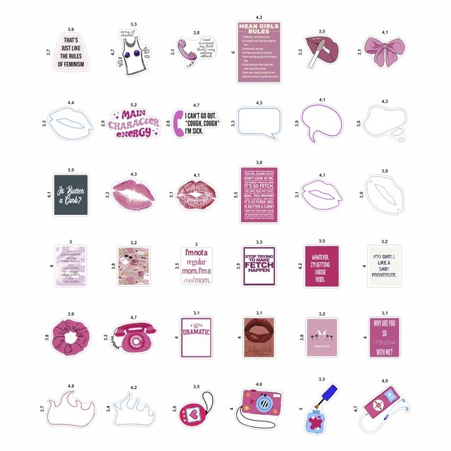 Alt view image 4 of 7 - 100Pcs Burn Book Stickers for Water Bottle, Laptop - MEA Girls Stickers, Burn Book Party Supplies & Decorations, Merch, Gifts for Women & Men