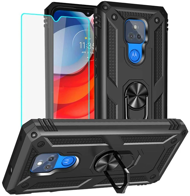 Main image of Heavy-Duty Protective Case for Moto G Play 2021 with HD Screen Protector, Military Grade, Kickstand, Magnetic, Black