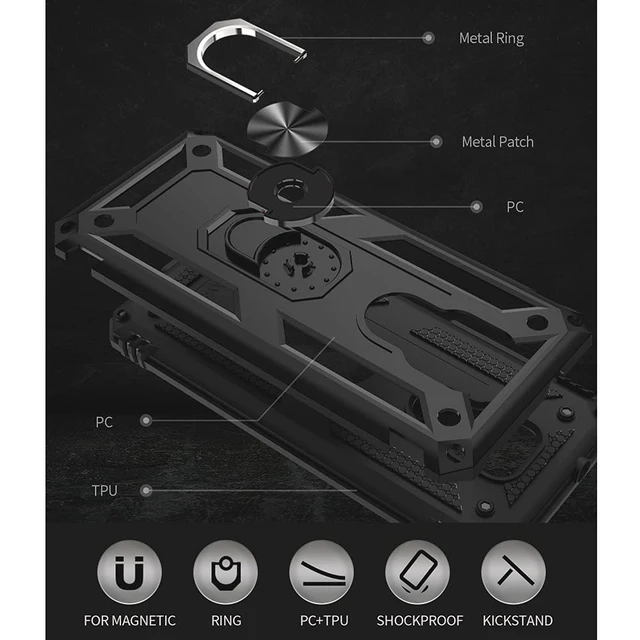 Alt view image 4 of 6 - Heavy-Duty Protective Case for Moto G Play 2021 with HD Screen Protector, Military Grade, Kickstand, Magnetic, Black