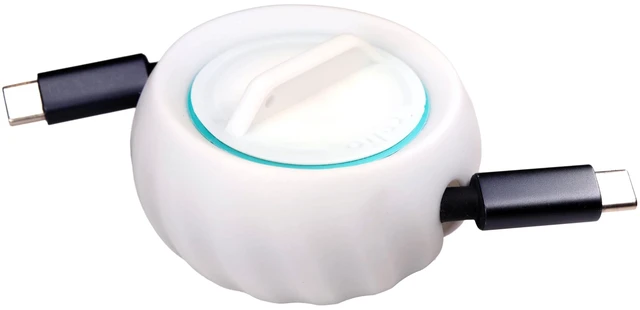Main image of Cable Organizer, Cord Management System, White with Turquoise Accent, Compact Travel Size (Up to 6 Ft Cable)