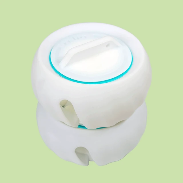 Alt view image 4 of 4 - Cable Organizer, Cord Management System, White with Turquoise Accent, Compact Travel Size (Up to 6 Ft Cable)