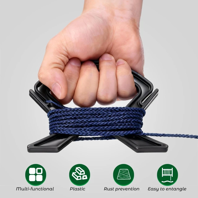 Alt view image 4 of 7 - 10PCS Small Rope Winder: Black String Light Storage Reel Cord Reel Wire Storage Wrap for Extension Cord Holder Plastic Winding Clip for Home Office Garage Rv Workshop