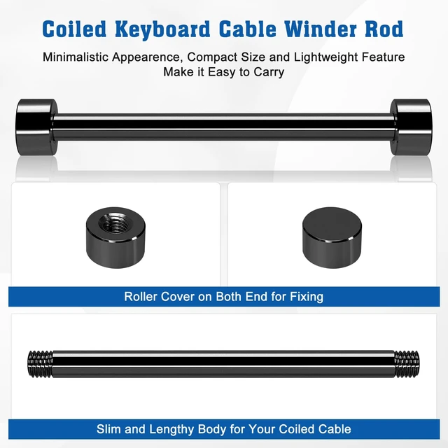 Alt view image 3 of 5 - Custom Coiled Cable Winder, Rod Metal Bar Management with Multifunctional, Coiled Keyboard Cable Winder Use for DIY Decorate Custom Gaming Mechanical Keyboard USB Cable (Black)