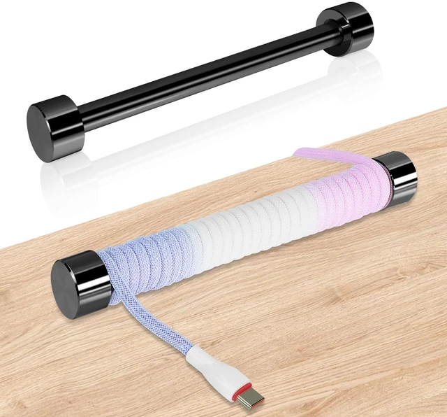 Main image of Custom Coiled Cable Winder, Rod Metal Bar Management with Multifunctional, Coiled Keyboard Cable Winder Use for DIY Decorate Custom Gaming Mechanical Keyboard USB Cable (Black)