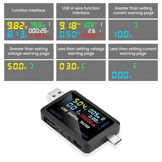 Alt view image 3 of 5 - Versatile USB Type-C Analyzer Digital Tester DC 4.5-36V 0-8A Voltage Current Meter Power Capacity Tester Dual Port