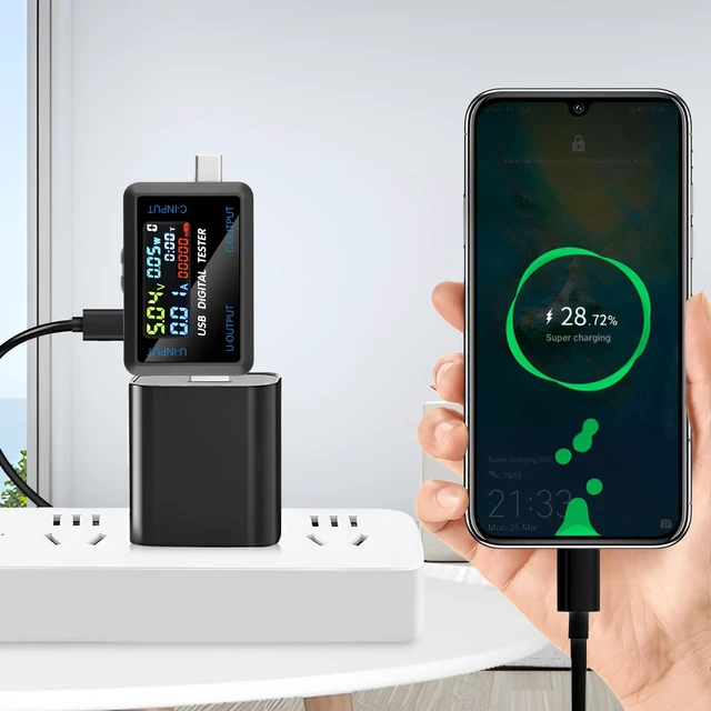 Alt view image 5 of 5 - Versatile USB Type-C Analyzer Digital Tester DC 4.5-36V 0-8A Voltage Current Meter Power Capacity Tester Dual Port