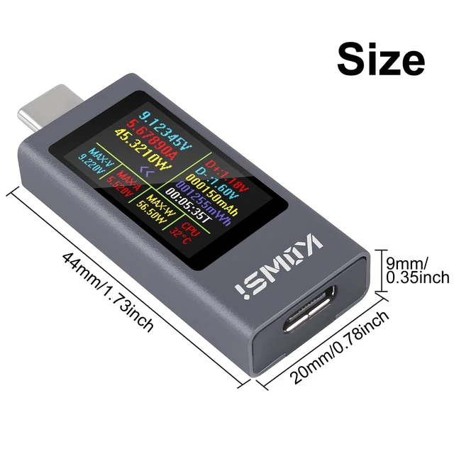 Alt view image 4 of 6 - 360W USB C Tester Power Meter Type-C PD Tester Digital Multimeter 4-30V 0-12A Voltage and Current Tester Meter Voltmeter Power Bank Capacity USB Cable Charger Detector