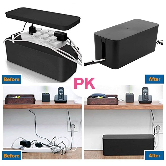 Alt view image 3 of 7 - Cable Management Box, 2 Set Cable Organizer for Cable and Cord Management, Storage and Holder to Cover and Hide & Power Strips & Cords (Black)