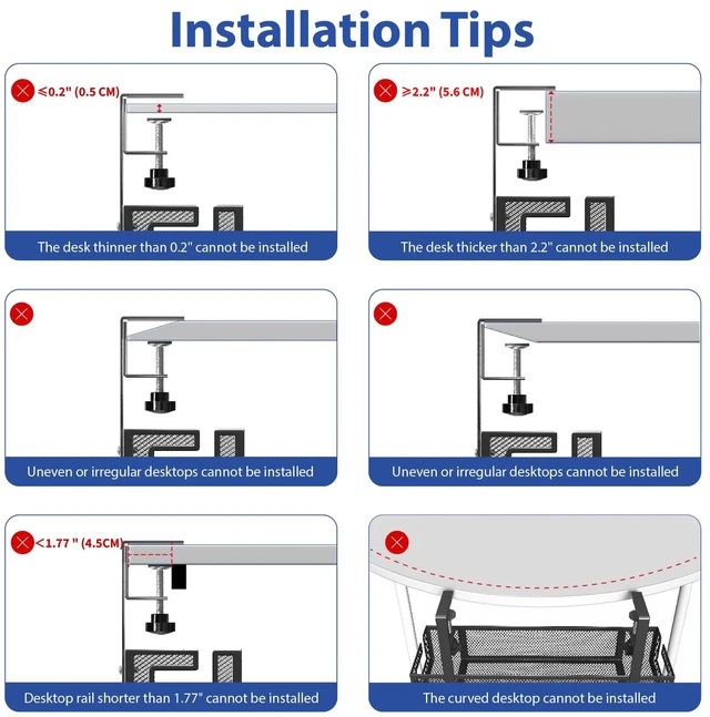 Alt view image 4 of 7 - Under Desk Cable Management Tray, 15.75" No Drill Cable Management, | Heavy Duty Metal Cord Organizer Under Desk, Home Office Wire Management Tray Clamp for Standing/Gaming Desk, Black