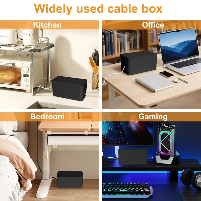 Alt view image 4 of 7 - Mini Cable Management Cord Cover Wire Hider Box Concealer Organizer Protector System for Home Theater Entertainment Center Office School (Mini, Black)