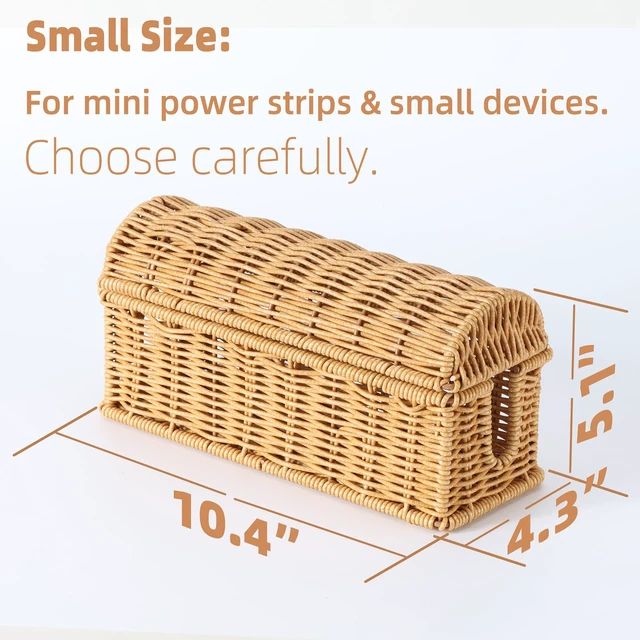 Alt view image 2 of 3 - Small Basket to Hide Cords Specially Designed for Small Size Power Strips | Ventilated Wire Basket Only for Mini Power Strips