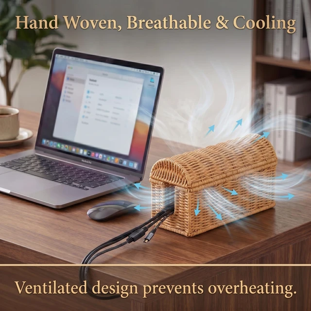 Alt view image 3 of 3 - Small Basket to Hide Cords Specially Designed for Small Size Power Strips | Ventilated Wire Basket Only for Mini Power Strips
