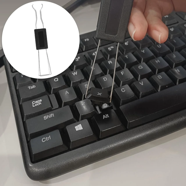 Alt view image 3 of 5 - 3-Pc Keyboard Cleaning Tool Set: Keycap Puller & Dual Brushes for Home, Office and Shared Spaces
