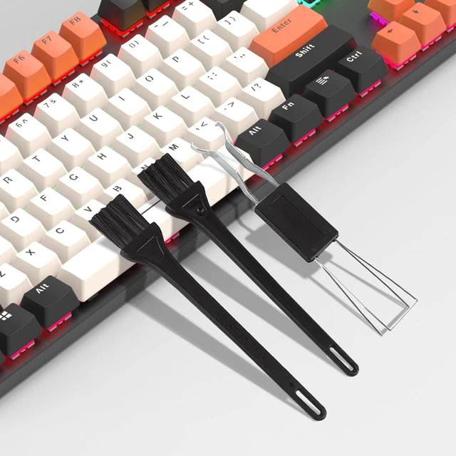 Alt view image 5 of 5 - 3-Pc Keyboard Cleaning Tool Set: Keycap Puller & Dual Brushes for Home, Office and Shared Spaces