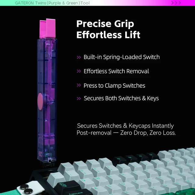 Alt view image 5 of 7 - Twins 2 in 1 DIY Tool Switch Puller Keycap Puller Integrated(Purple)