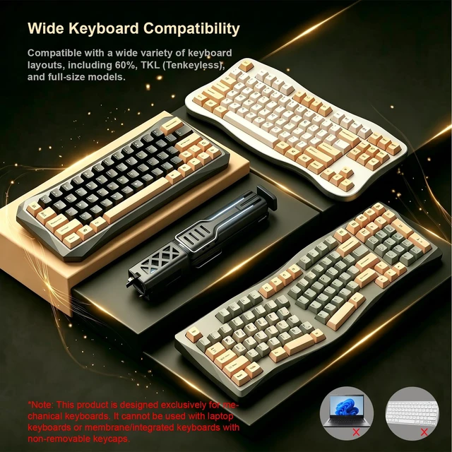 Alt view image 6 of 7 - 2-in-1 Switch Puller Keycap Puller 304 Stainless Steel,4-Prong Keycap Puller Design, Equipped with a Cleaning Brush, Instruction Manual Black
