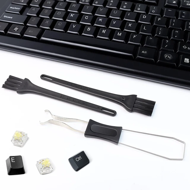 Alt view image 4 of 7 - 1 PCS Keycap Puller Switch Puller with 2 Cleaning Brushes | For Mechanical Keyboard, Fixing & Removal Tool, Stainless Steel