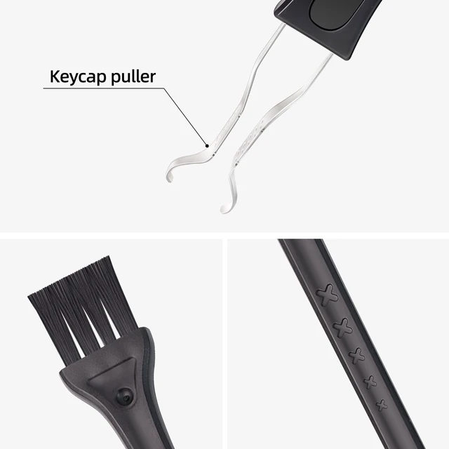 Alt view image 6 of 7 - 1 PCS Keycap Puller Switch Puller with 2 Cleaning Brushes | For Mechanical Keyboard, Fixing & Removal Tool, Stainless Steel