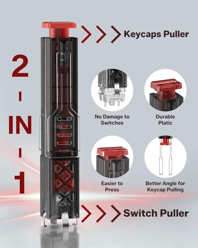 Alt view image 2 of 7 - Keycap Puller & Switch Puller for Keyboard Keycap,Keycap Acessory | Key Puller for Key Cap with 4-Claw Grip, One-Press Eject Design for Fast & Stable Removal Tool,Pink