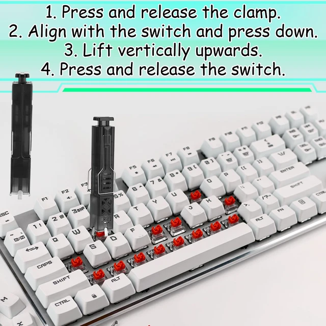 Alt view image 4 of 7 - 2 in 1 Switch Puller for Hot Swappable Mechanical Keyboard, 304 Stainless Steel Keycap & Switch Removal Tool for Easy Switches Replacement on Gaming Keyboards