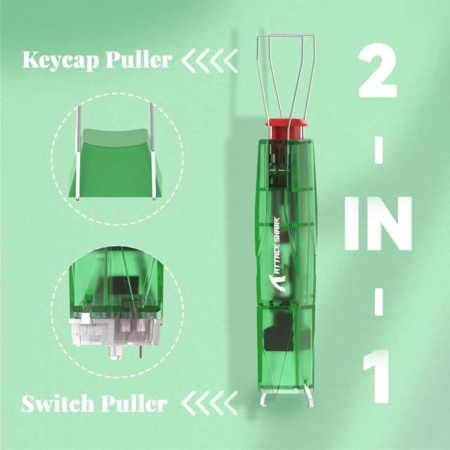 Alt view image 2 of 7 - KS01 2-in-1 Switch Puller Keycap Puller for Mechanical Keyboard,304 Stainless Steel Puller,Switch DIY Tool,Easily Remove Replacement Gaming Keyboard(Green Transparent)