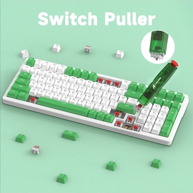 Alt view image 7 of 7 - KS01 2-in-1 Switch Puller Keycap Puller for Mechanical Keyboard,304 Stainless Steel Puller,Switch DIY Tool,Easily Remove Replacement Gaming Keyboard(Green Transparent)