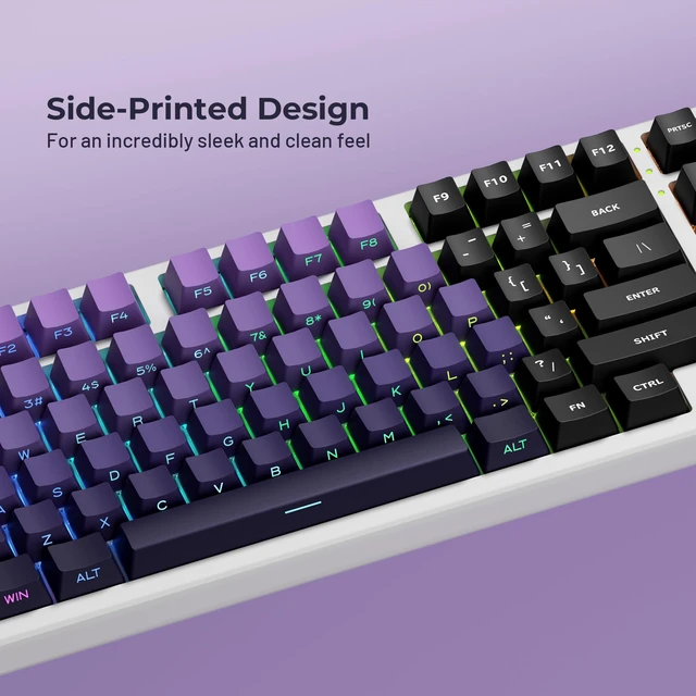Alt view image 2 of 6 - XVX Side Print Keycaps, Shine Through Double Shot PBT Keycaps, Custom Key caps 60 65 75 100 Percent, Gradient Purple 136 Keys Set, OEM Profile, Minimalist Style for Cherry Gateron MX Switches Keyboard
