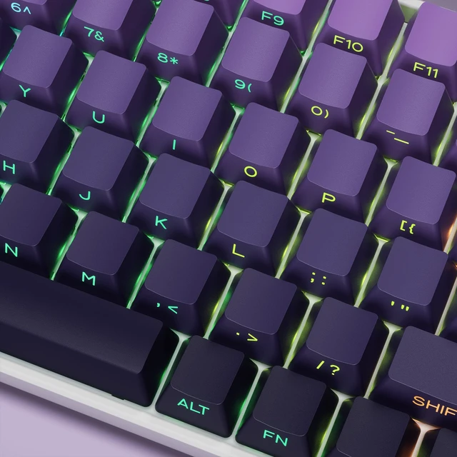 Alt view image 3 of 6 - XVX Side Print Keycaps, Shine Through Double Shot PBT Keycaps, Custom Key caps 60 65 75 100 Percent, Gradient Purple 136 Keys Set, OEM Profile, Minimalist Style for Cherry Gateron MX Switches Keyboard