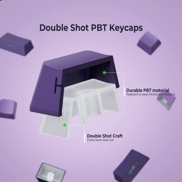 Alt view image 4 of 6 - XVX Side Print Keycaps, Shine Through Double Shot PBT Keycaps, Custom Key caps 60 65 75 100 Percent, Gradient Purple 136 Keys Set, OEM Profile, Minimalist Style for Cherry Gateron MX Switches Keyboard