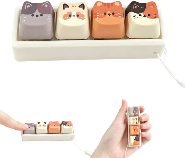 Main image of Cute Cat Keyboard Fidget Toy,Crisp Sound,Stress Relief Fidget Clicker Keychain,Creative Keycap Button, for Adults at Work, Travel, Home Anxiety Relief & Focus Boost (Cat)