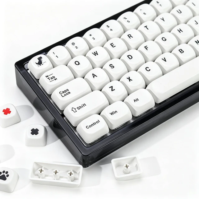 Main image of Minimal White KOA Profile Keycaps Set,135 Keys PBT Sublimation Custom Keycaps for Mechanical Keyboards, Fits ANSI Layout 60%-Full-Sized Keyboards