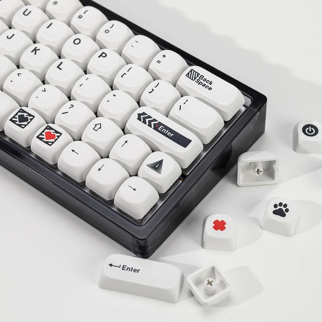 Alt view image 5 of 7 - Minimal White KOA Profile Keycaps Set,135 Keys PBT Sublimation Custom Keycaps for Mechanical Keyboards, Fits ANSI Layout 60%-Full-Sized Keyboards